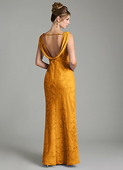 Azazie Kieryn Bridesmaid Dresses Butterscotch Mermaid Pleated Floral Burnout Dress image12