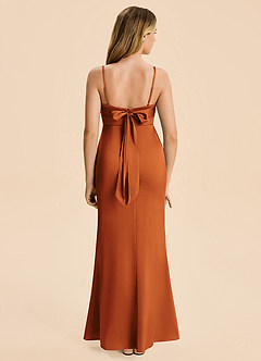 Azazie Mia Junior Cinnamon Mermaid Pleated Stretch Satin Dress image2
