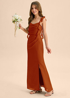 Azazie Jessamine Junior Paprika Mermaid Sweetheart Neckline Chiffon Dress image6