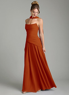 Azazie Gabriela Brautjungfernkleider A-Linie Korsett Chiffon Kleid Paprika image4