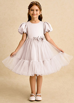 Azazie Cocoa vestidos de niña de las flores Vestido de Pétalo De Rosa de Tul de Princesa con Plisado image5
