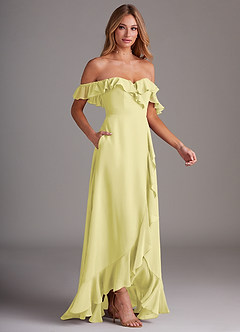 Azazie Lyra Brautjungfernkleider Wandelbar A-Linie Cabrio Chiffon Kleid Zitronensorbet image6
