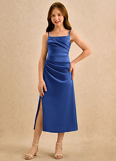 Azazie Canna Girls Formal Flower Girl Klänningar Klä A-Line i Stretch Satin Plisserad image4