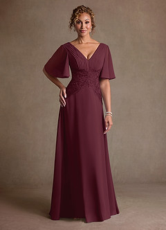 Azazie Milliat Suknie dla Matki Panny Młodej Linia A Koronka Szyfon Długość podłogi Sukienka image1