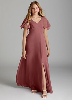 Azazie Kimber Junior Amethyst A-Line Pleated Chiffon Dress image1