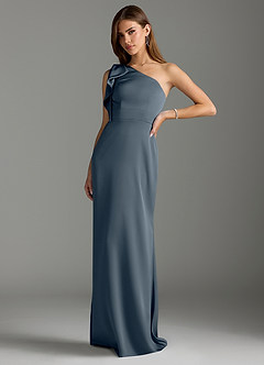 Azazie Rinna Bridesmaid Dresses Twilight Mermaid Ruched Stretch Satin Dress image4