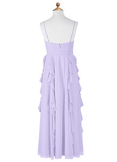 Azazie Peyton Junior Lilac A-Line V-Neck Cascading Ruffles Chiffon Dress image7