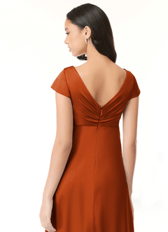 Azazie Allessia Maternity Bridesmaid Dresses A-Line Pleated Stretch Satin Floor-Length Dress image7