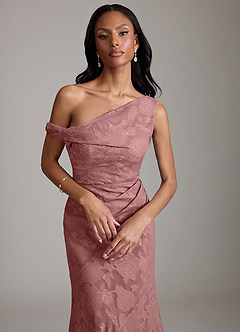 Azazie Emerson Robes de demoiselle d'honneur Robe Sirène en Blumen-Burnout Épaule décolletée Rose Poussiéreuse image2