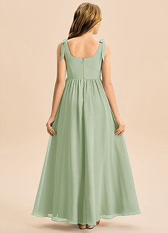 Azazie Delia Junior Abito A-Line in Chiffon Fiocco Verde Salvia image6