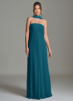 Azazie Ilana Bridesmaid Dresses Ink Blue A-Line Strapless Chiffon Dress image4