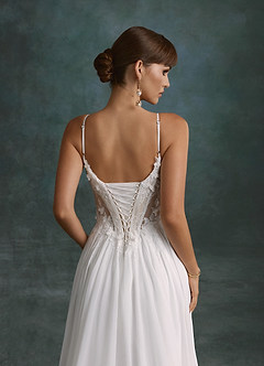 Azazie Laurelle Vestidos de novia Vestido Blanco Diamante Nude de Gasa de Línea A image7