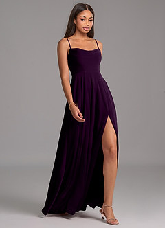 Azazie Elle Bridesmaid Dresses Grape A-Line with Pockets Velvet Dress image6