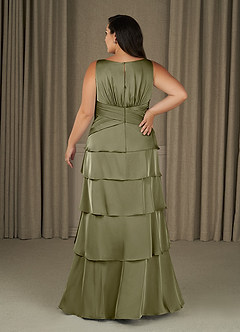 Azazie Viola Mother of the Bride Dresses Pistachio A-Line Pleated Stretch Satin Dress image7