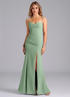 Azazie Wynni Bridesmaid Dresses Matcha Mermaid Corset Chiffon Dress image3