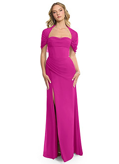 Azazie Zia Bridesmaid Dresses Fuchsia Sheath Side Slit Chiffon Convertible Dress image1