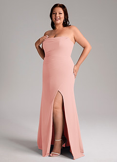 Azazie Leonis Bridesmaid Dresses Rosette Sheath Strapless Chiffon Convertible Dress image13