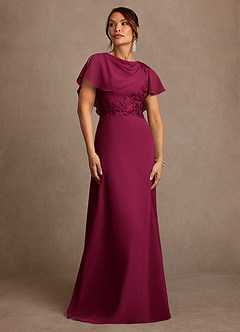Azazie Frieda Mother of the Bride Dresses Burgundy A-Line Applique Chiffon Dress image1