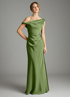 Azazie Emerson Bridesmaid Dresses Juniper Mermaid Off the Shoulder Stretch Satin Dress image1
