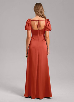 Azazie Fyona Brautjungfernkleider A-Linie Plissee Stretch-Satin Kleid Rost image2