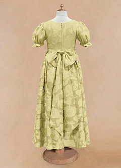Azazie Joss Flower Girl Dresses Lemon Sorbet A-Line with Sleeves Floral Burnout Dress image5