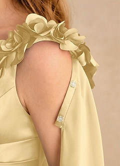 Azazie Rosita Girls Formal Blumenmädchenkleider A-Linie Plissee Stretch-Satin Kleid Butter image6