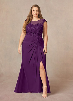 Azazie Libby Mère de la mariée Robes Robe Trapèze en Mousseline de soie Paillettes en forme de coquille Grain De Raisin image7