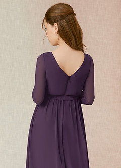 Azazie Angelica Junior Plum A-Line Pleated Chiffon Dress image7