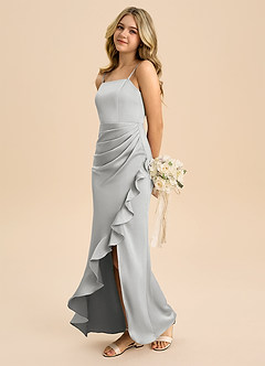 Azazie Buzzy Junior Etui Plissee Stretch-Satin Kleid Silber image6