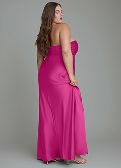 Azazie Saylor Brudtärnklänningar Klänning av Sjöjungfru i Stretch Satin Axelbandslös Fuchsia image12