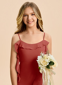 Azazie Phoebe Junior Klä av Tubklänning i Chiffong Rynkad image7