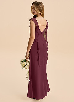 Azazie Cindy Junior Cabernet A-Line Ruched Chiffon Dress image2