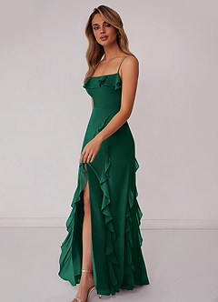 Barbie ♥ Azazie Bridesmaid Dresses Emerald Sheath Bow Chiffon Dress image5