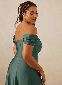Christian Siriano Bridal for Azazie 1002 Bridesmaid Dresses Sea Moss A-Line Off the Shoulder Stretch Satin Convertible Dress image10
