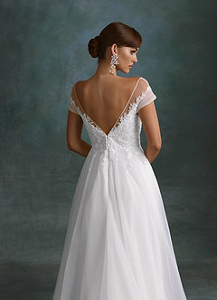 Azazie Bellisima Wedding Dresses Diamond White A-Line V-Neck Tulle Dress image3