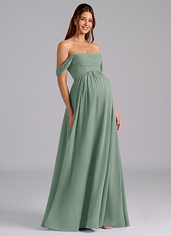 Azazie Saige Abiti da damigella d'onore premaman Abito A-Line Plissettato Chiffon Floor-Length image1