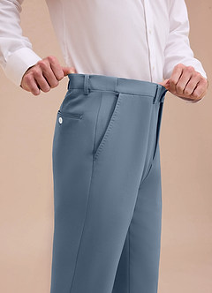front Ethan Dusty Blue Refined Weave Dress Pants