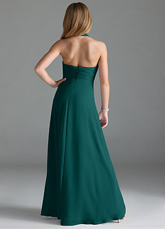 Azazie Tessie Junior Peacock A-Line Pleated Chiffon Dress image2