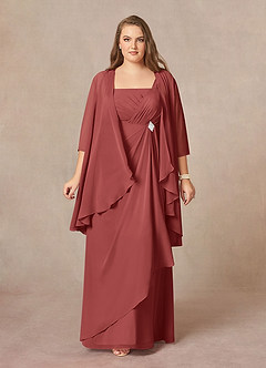 Azazie Weisz Final Sale Agave A-Line Square Neckline Pleated Chiffon Dress image7