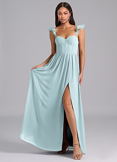 Azazie Denisse Bridesmaid Dresses Mist A-Line Ruched Chiffon Dress image4