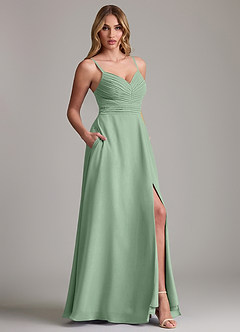 Azazie Terese Bridesmaid Dresses Matcha A-Line Pleated Chiffon Dress image6