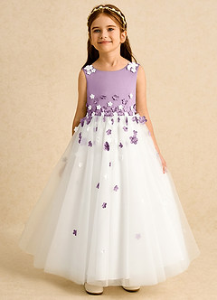 Azazie Eleni Flower Girl Dresses Ivory Wisteria Ball-Gown Bow Tulle Dress image1