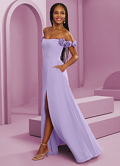 Barbie ♥ Azazie Bridesmaid Dresses Lilac A-Line Off the Shoulder Chiffon Convertible Dress image6