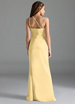 Azazie Eren Junior Butter Sheath Pleated Stretch Satin Dress image2