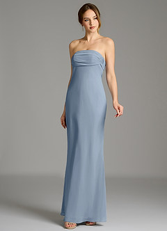 Azazie Ailanie Jurken voor bruidsmeisjes Jurk van Chiffon met Zeemeermin Strapless Stoffig Blauw image5