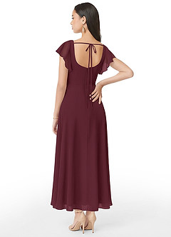 Azazie Bondi Bridesmaid Dresses Cabernet A-Line Ruched Chiffon Dress image5
