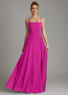 Azazie Elita Bridesmaid Dresses Fuchsia A-Line Pleated Chiffon Dress image4