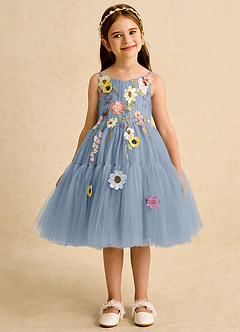 Azazie Osea Sukienki dla dziewczynek sypiących kwiaty Suknia balowa Pofałdowany Tiul Długość do kolan Sukienka image7