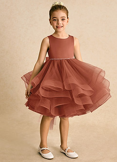 Azazie Tinie Flower Girl Dresses Auburn Ball-Gown Bow Tulle Dress image2