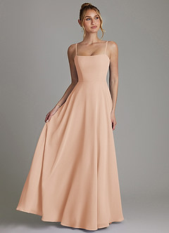 Azazie Elita Brautjungfernkleider A-Linie Plissee Chiffon Kleid Englisches Rosa image1